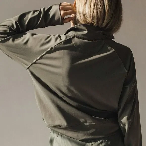 Albion Fit Gotta Run 1/4 Zip Pullover Olive Green Athletic Sweatshirt Sz Medium - Picture 4 of 16